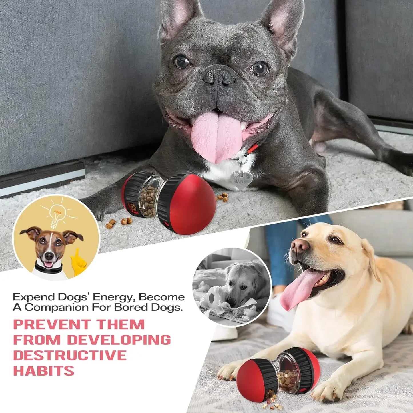 Dog Puzzle Toy Elliptical Track Rolling Increase Intelligence Ball